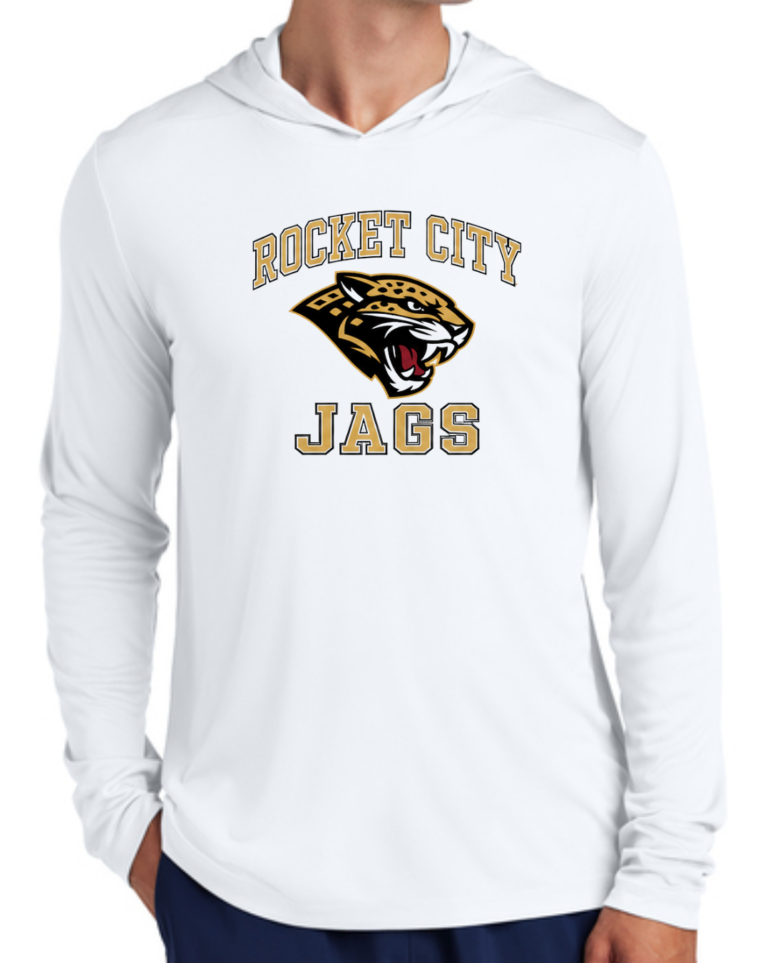 2026 Fall Collection - Jaguar UV Long Sleeve Poly Hooded Shirt (Black and White)