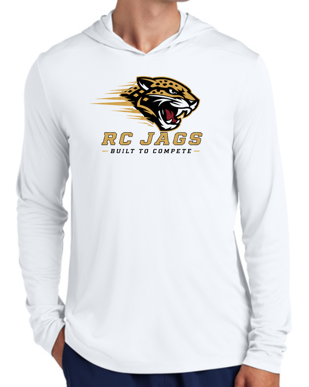 2026 Fall Collection - Built to Compete UV Long Sleeve Poly Hooded Shirt (Black and White)