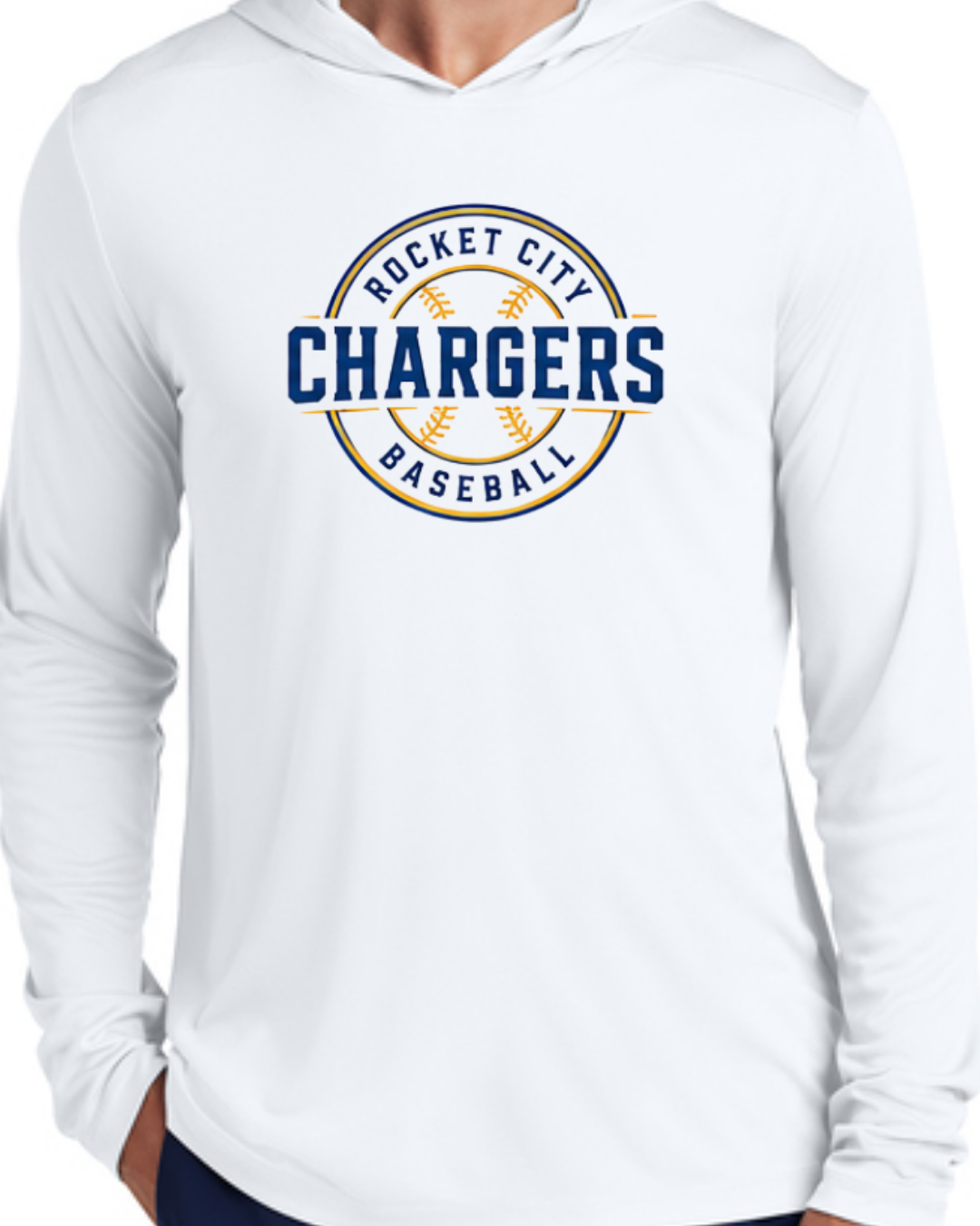 2026 Fall Collection - Chargers Circle Poly Hooded Shirts (Navy/White Short and Long Sleeve)