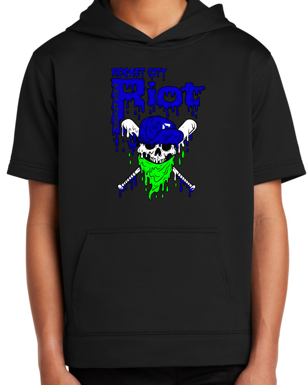 Fleece Black Short Sleeve Hoodie Multiple Designs