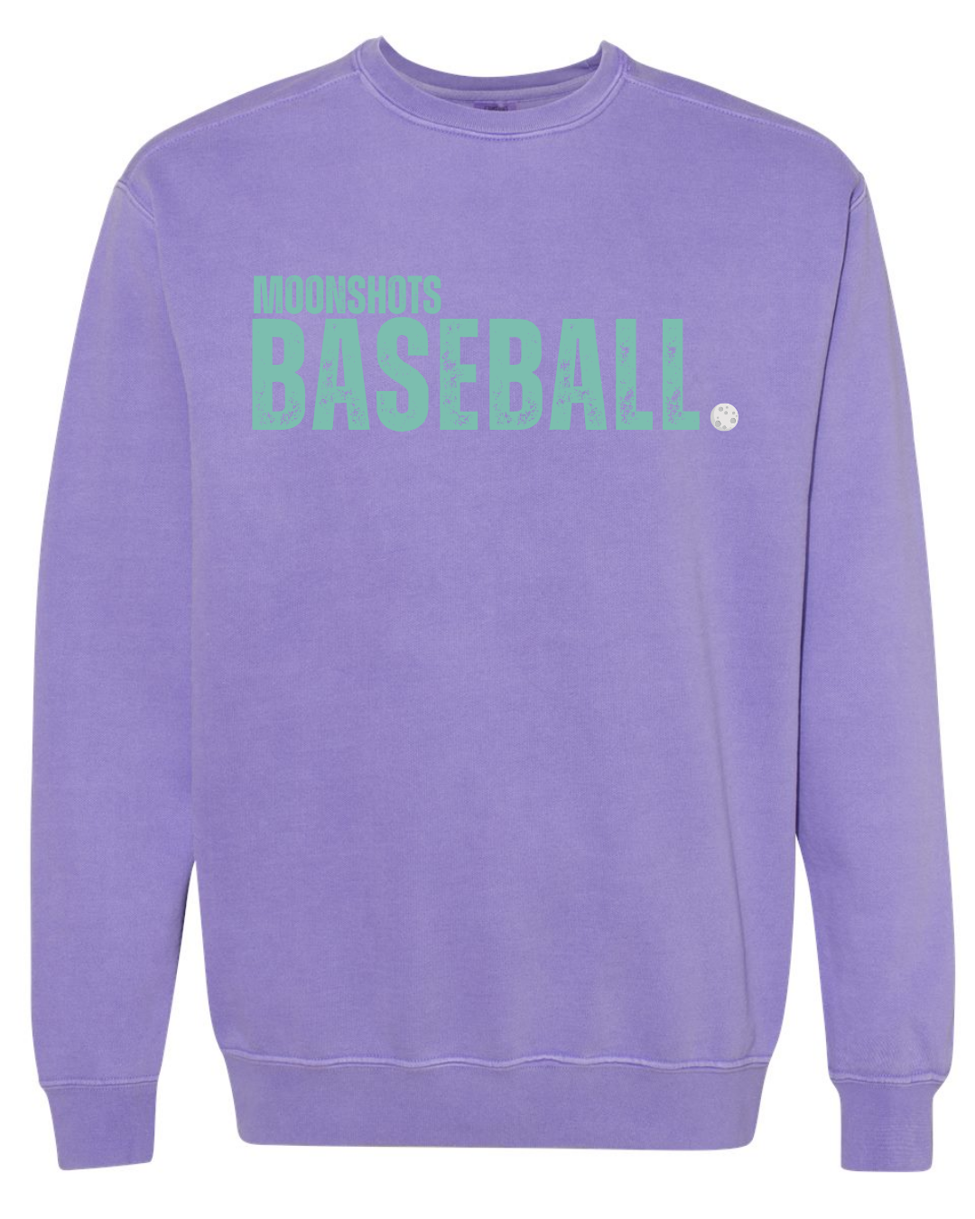 Violet or Chalky Mint Comfort Colors Crewneck Moonshot Baseball Violet and Chalky Mint