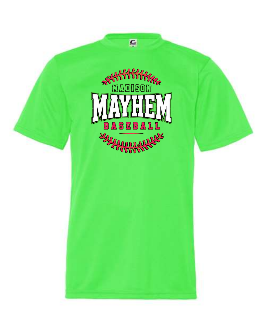 Mayhem Baseball Seems Shirt (Black and Green)