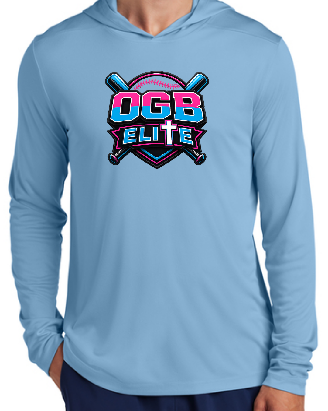 OGB Bat and Ball UV Poly Long Sleeve Hooded Shirt