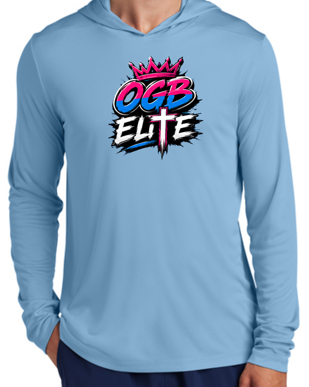 OGB Retro Crown UV Poly Long Sleeve Hooded Shirt Multiple Colors