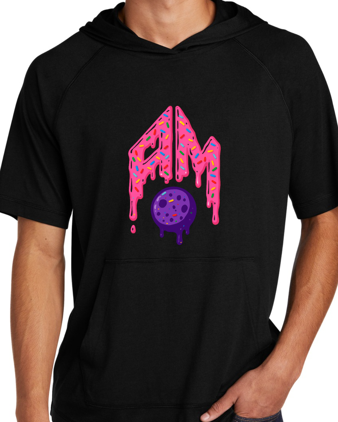 Black Youth Tri Blend Short Sleeve Hoodie Multiple Designs