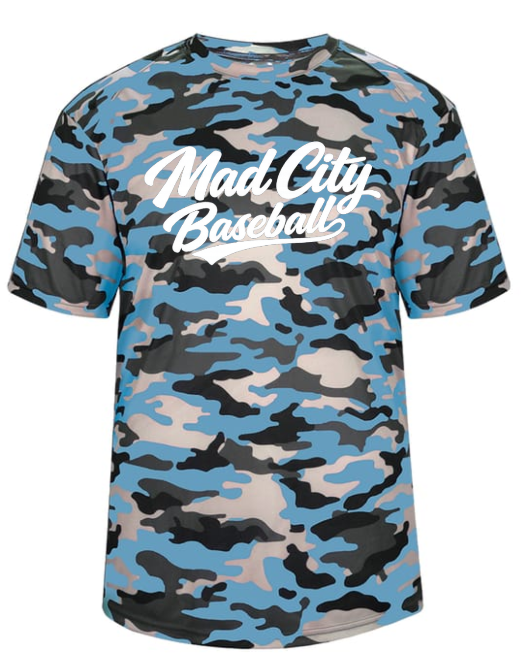 *New for 2026* White Mad City Baseball Script Columbia Camo Shirt