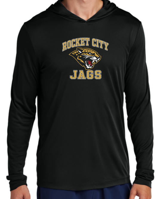 2026 Fall Collection - Jaguar UV Long Sleeve Poly Hooded Shirt (Black and White)
