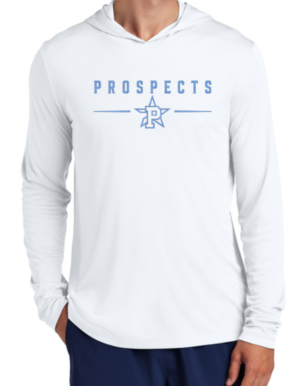 White Poly Long Sleeve Hooded Shirts