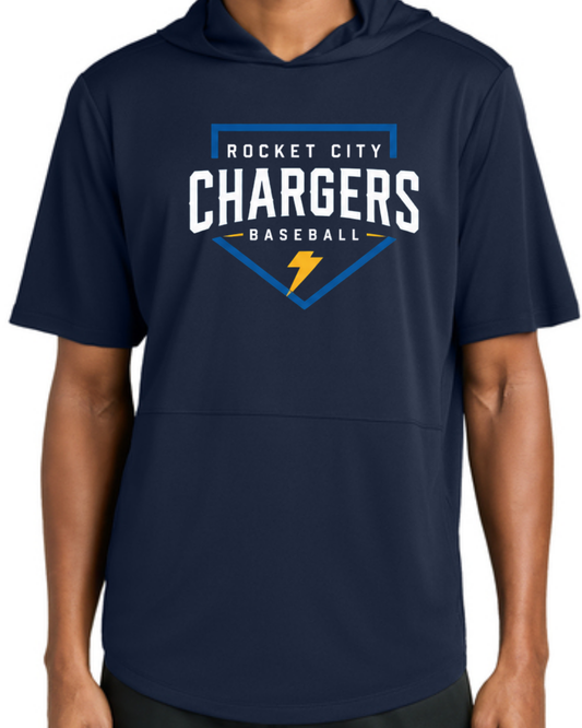 2026 Fall Collection - Chargers Bolt Poly Hooded Shirt (Navy/White Short and Long Sleeve)