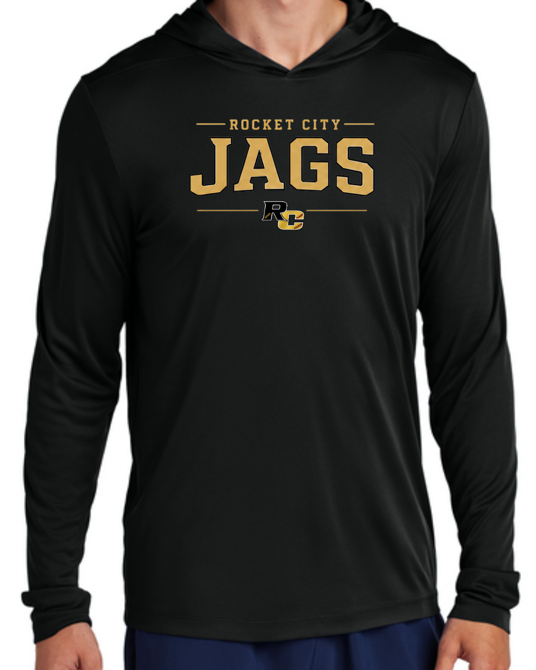 2026 Fall Collection - JAGS UV Long Sleeve Poly Hooded Shirt (Black and White)