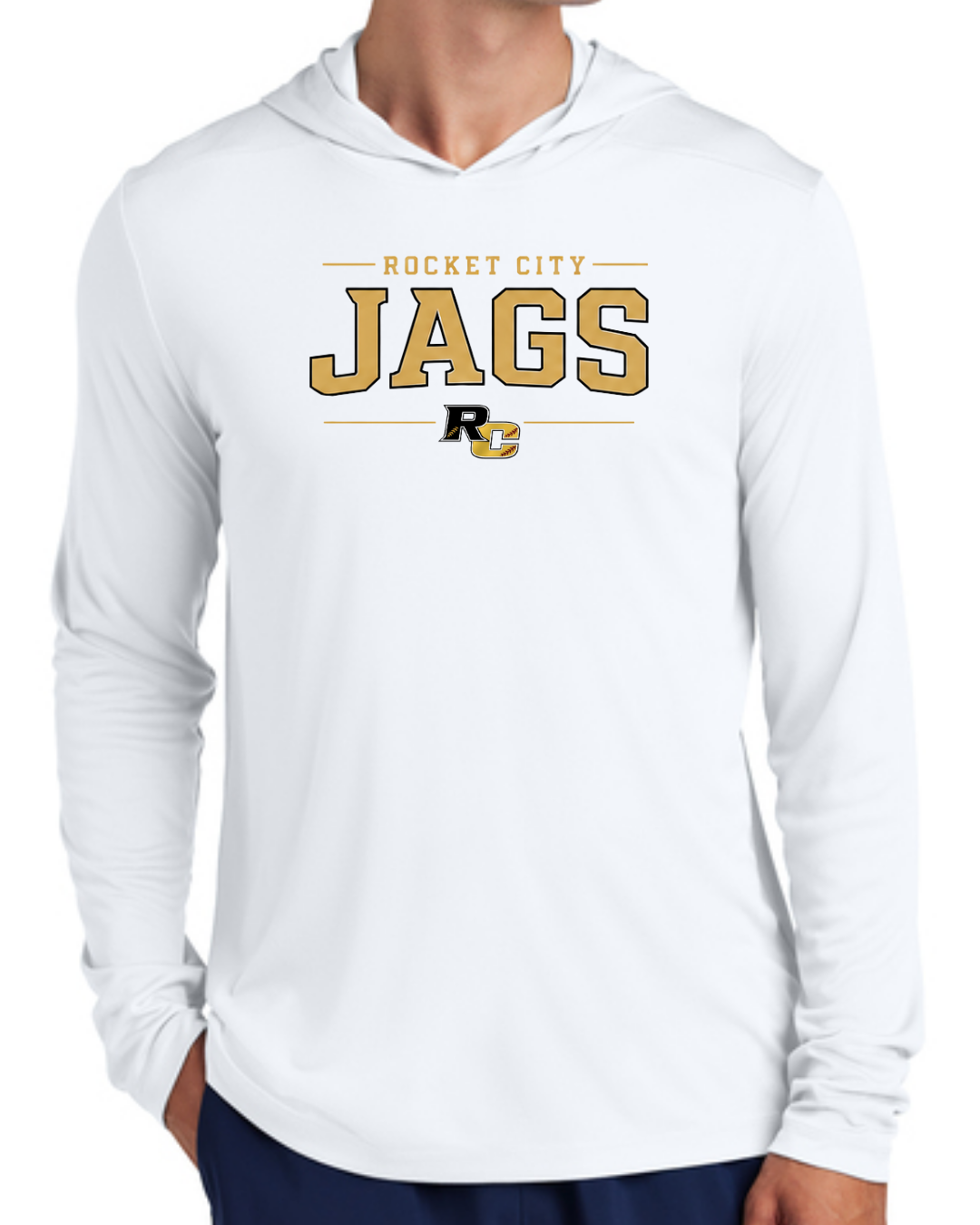 2026 Fall Collection - JAGS UV Long Sleeve Poly Hooded Shirt (Black and White)