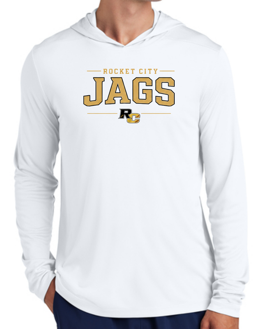 2026 Fall Collection - JAGS UV Long Sleeve Poly Hooded Shirt (Black and White)