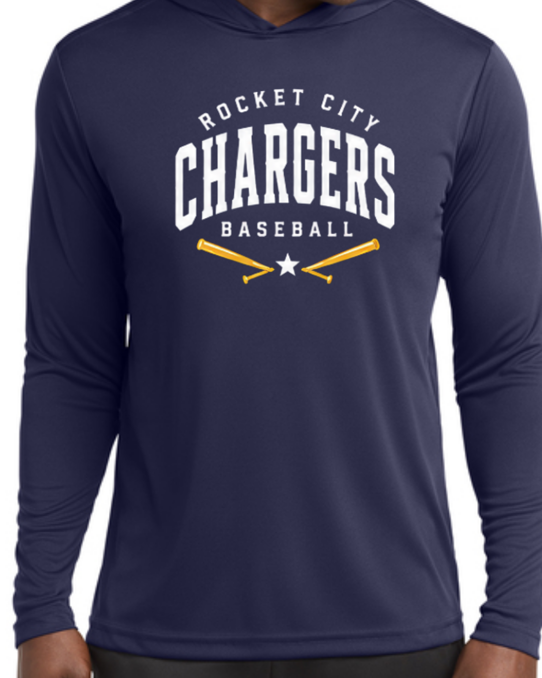 2026 Fall Collection - Chargers Bats Poly Hooded Shirts (Navy/White Short and Long Sleeve)