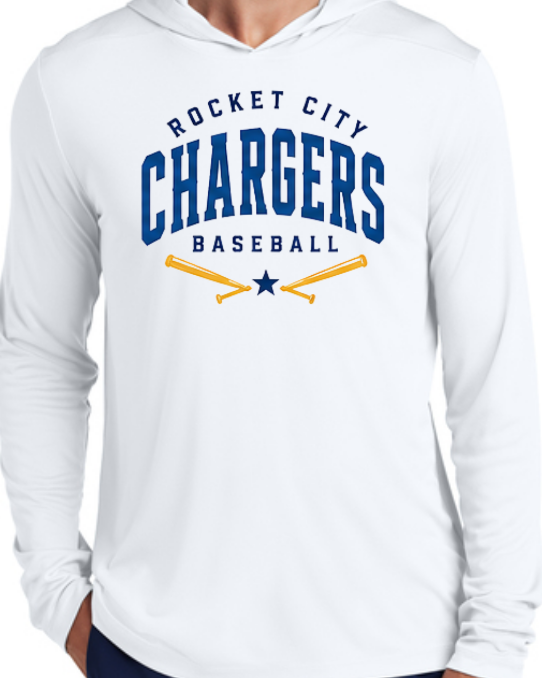 2026 Fall Collection - Chargers Bats Poly Hooded Shirts (Navy/White Short and Long Sleeve)