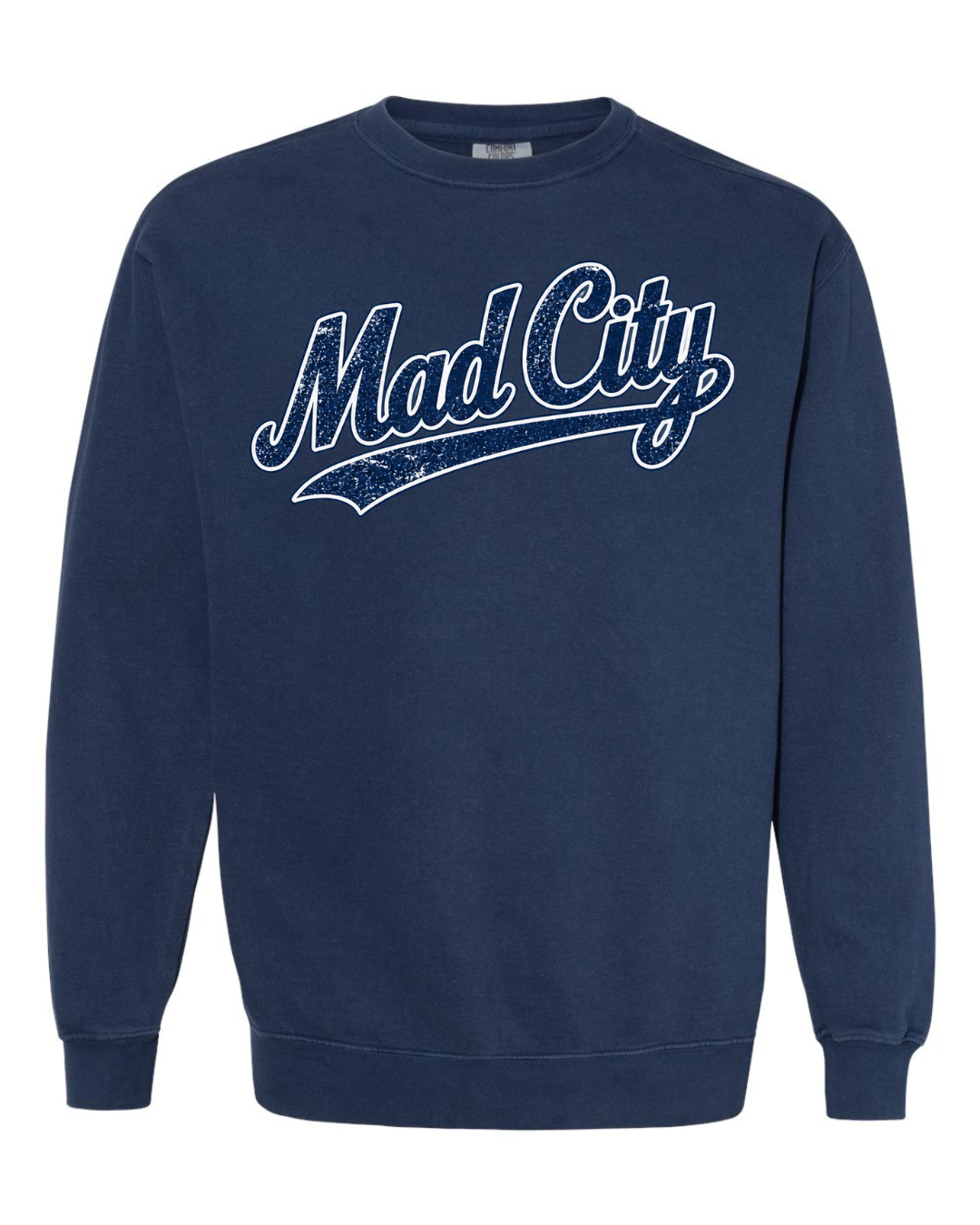 Mad City Fall 2026 Collection - Comfort Colors Crewneck Sweatshirt (True Navy and White)