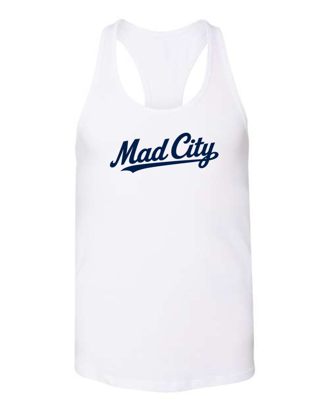Mad City Fall 2026 Collection - Bella Canvas Racerback Tanks (Navy and White)