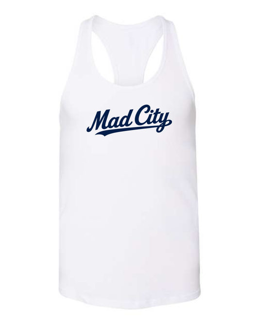 Mad City Fall 2026 Collection - Bella Canvas Racerback Tanks (Navy and White)