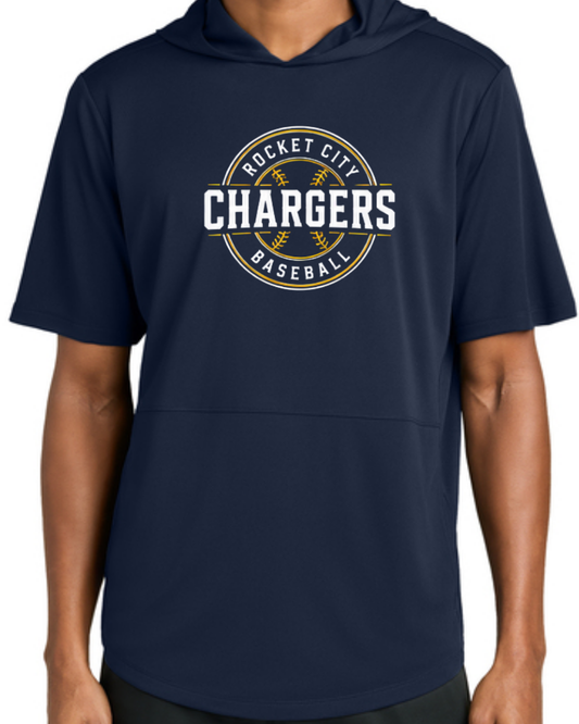 2026 Fall Collection - Chargers Circle Poly Hooded Shirts (Navy/White Short and Long Sleeve)