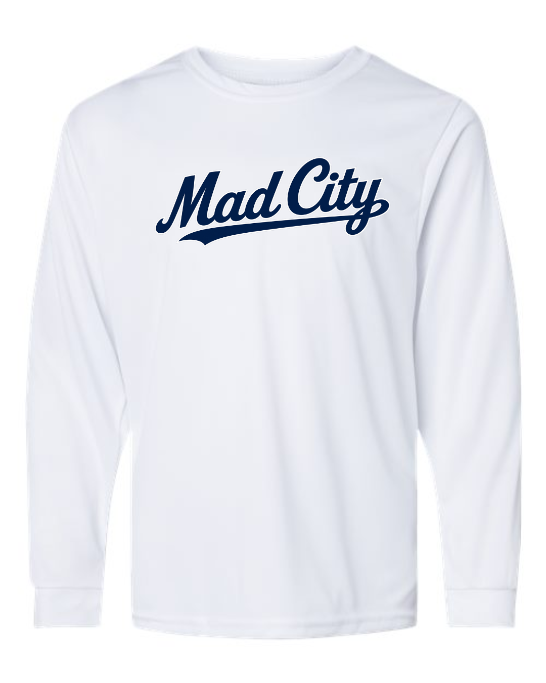 Mad City Fall 2026 Collection - Long Sleeve Poly Shirt (Navy, White, Columbia Blue)