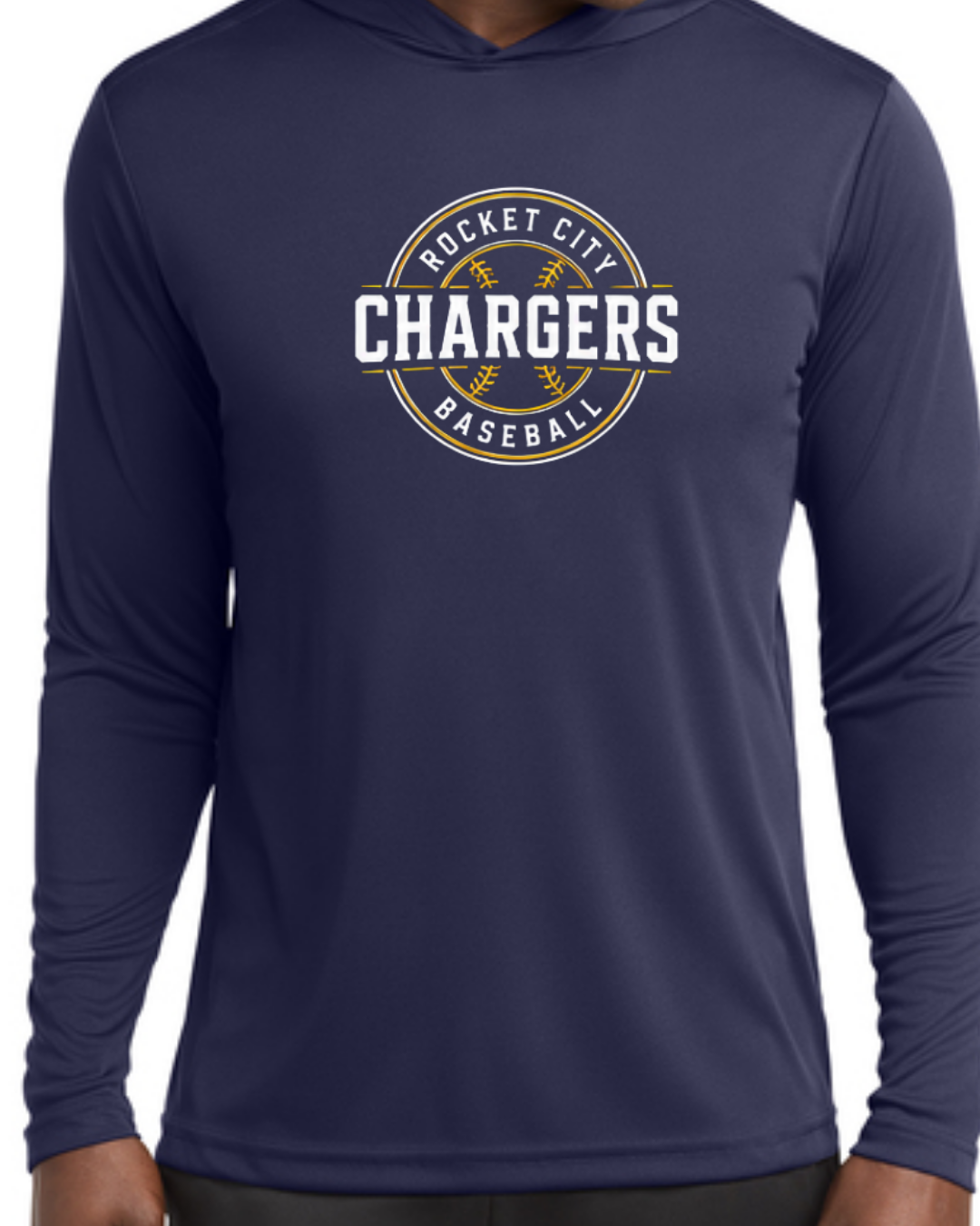 2026 Fall Collection - Chargers Circle Poly Hooded Shirts (Navy/White Short and Long Sleeve)