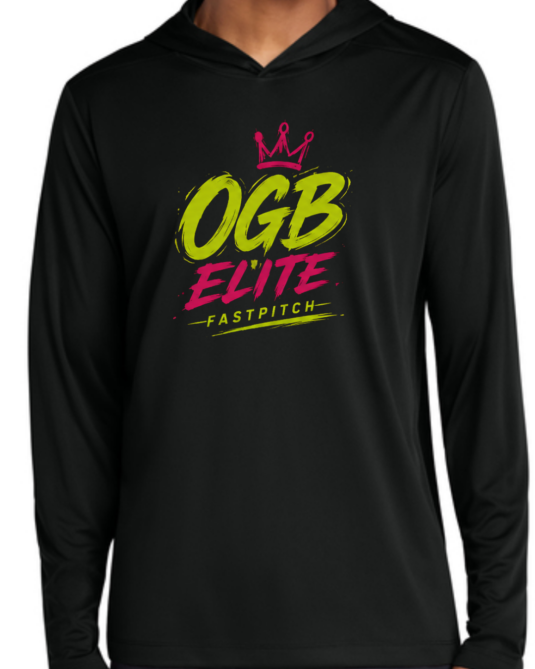 OGB Elite Fastpitch Long Sleeve Poly Shirts (Black and White)