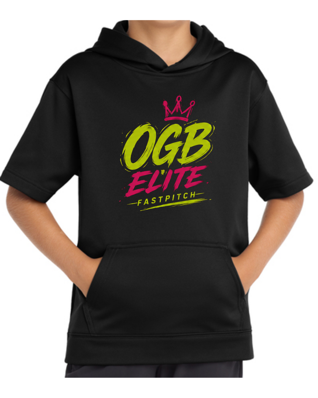 OGB Elite Fastpitch Short Sleeve Fleece Hoodies (Multiple Designs / Black and White)
