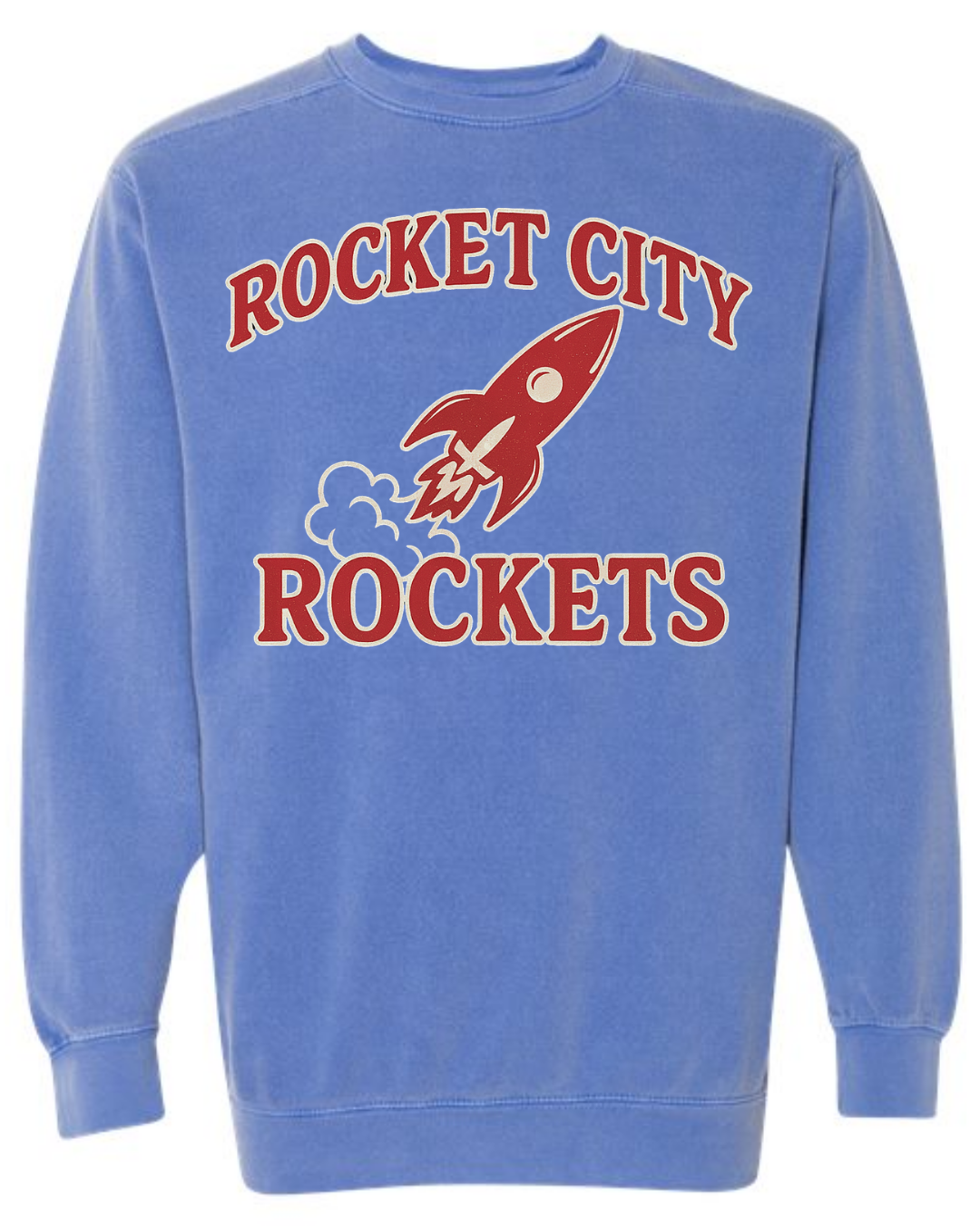 Classic Rocket City Rockets Comfort Colors Crewneck Flo Blue
