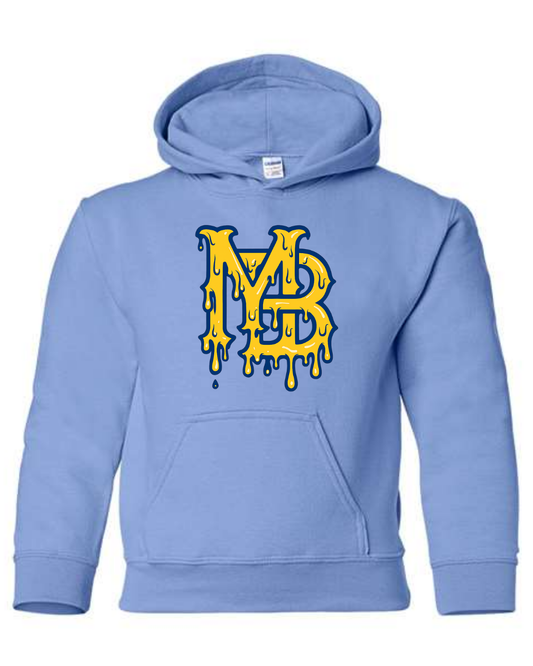 New Logo Drippy Blue Outline Columbia Blue Hoodie