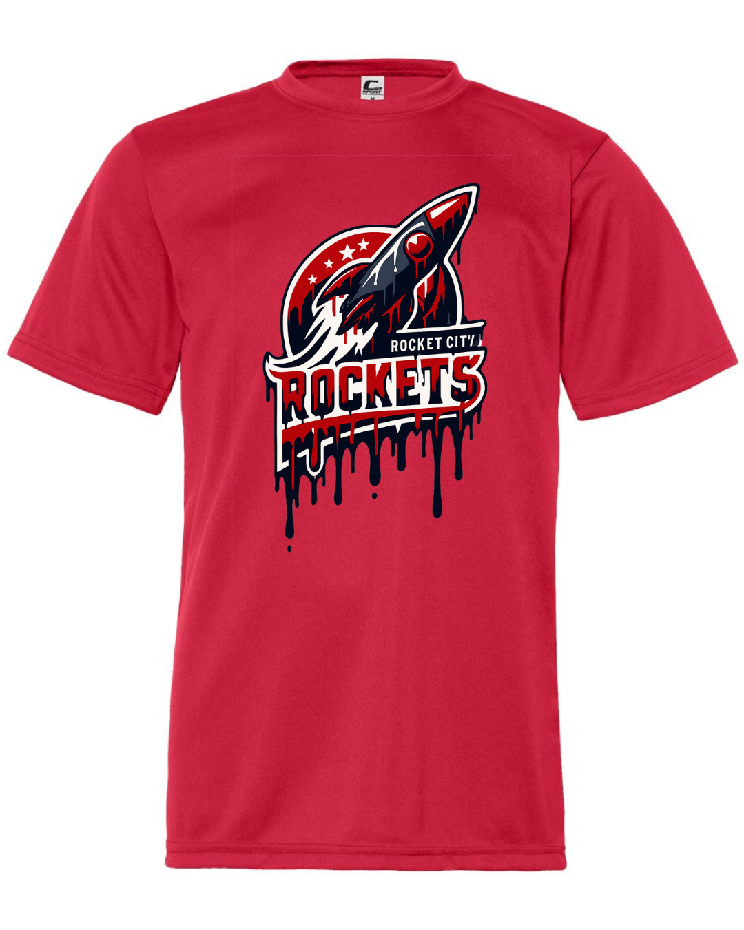 Rocket City Melted Logo Red Shirts