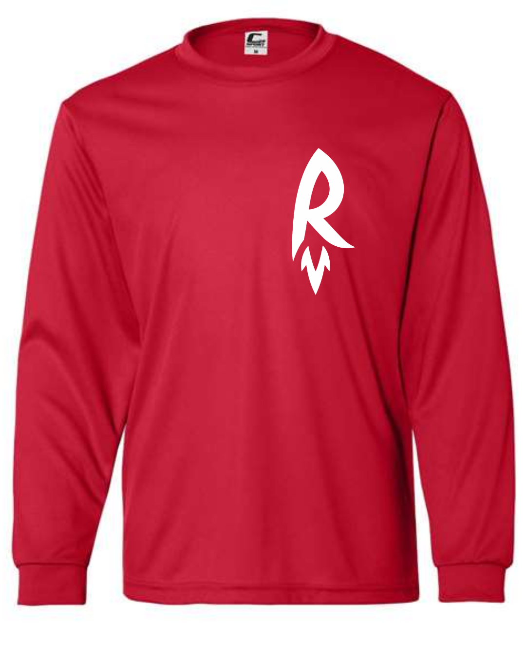 Rocket City R Blast off left chest Red Shirt