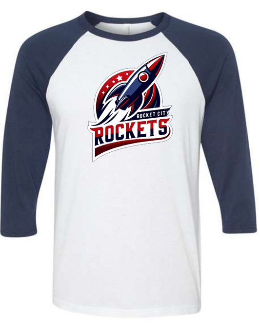 3/4 Bella+Canvas Rocket City Rockets Logo Shirt