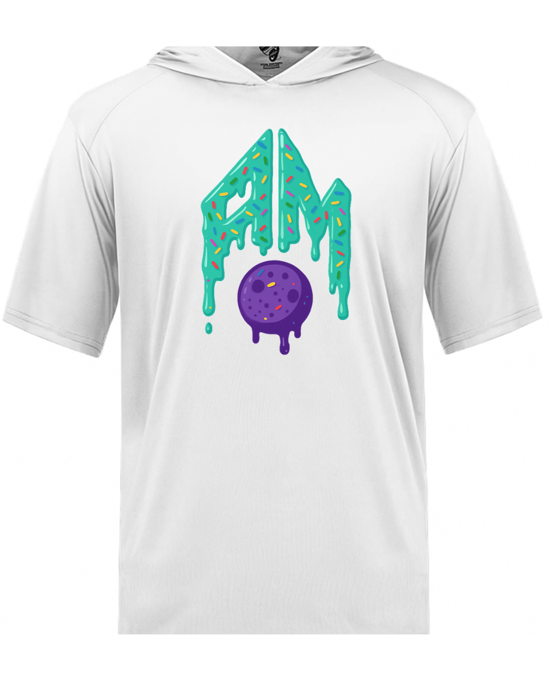 White Short Sleeve Tri Blend Hooded Shirts