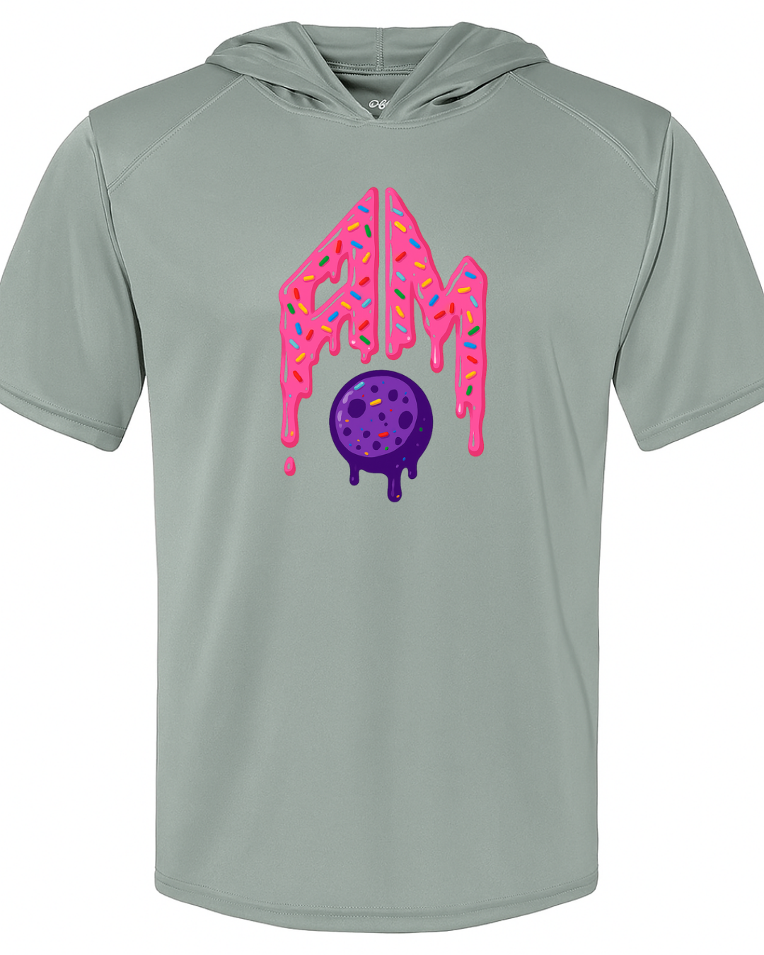 Grey Short Sleeve Tri Blend Hooded Shirts Multiple Designs