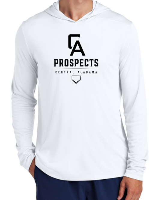 White Poly Long Sleeve Hooded Shirts