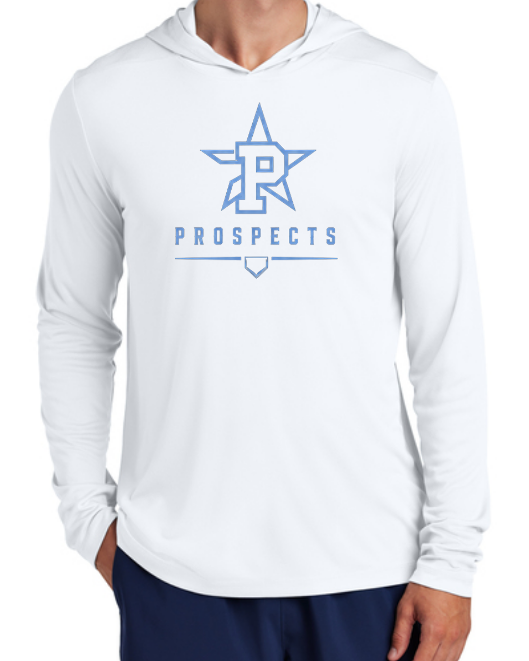 White Poly Long Sleeve Hooded Shirts
