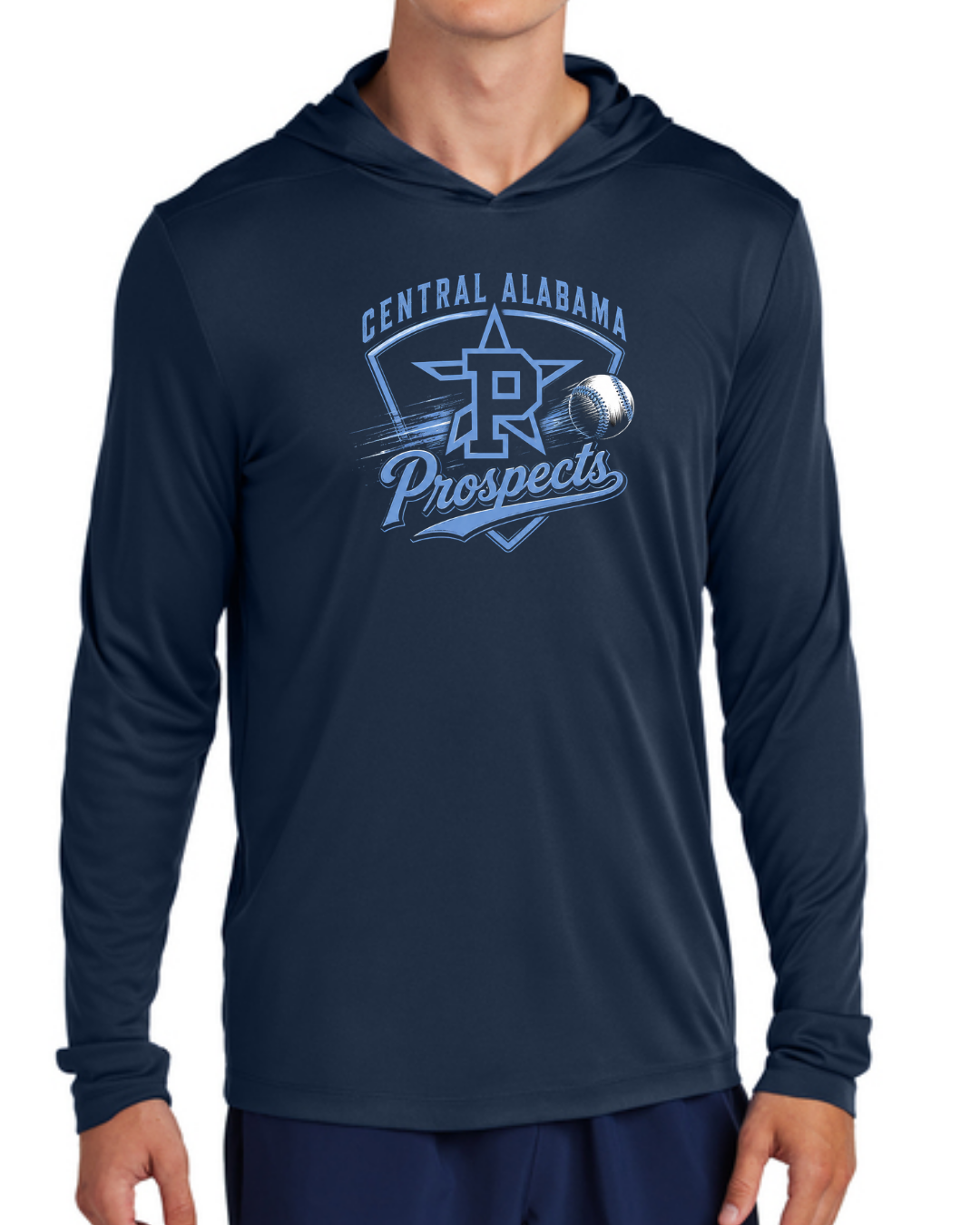 Navy Poly Long Sleeve Hooded Shirts Multiple Designs
