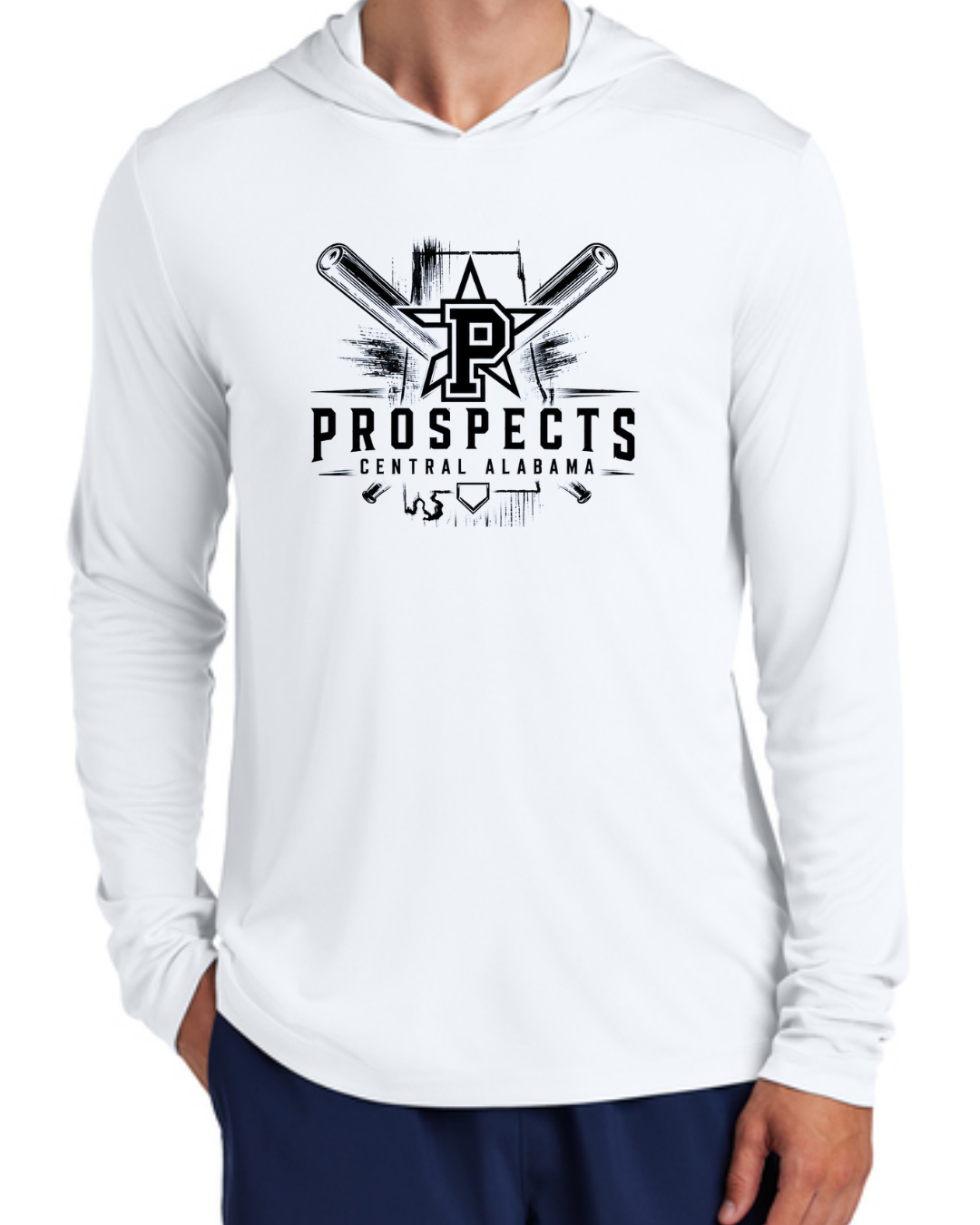 White Poly Long Sleeve Hooded Shirts