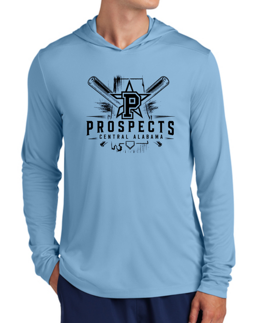 Light Blue Poly Long Sleeve Hooded Shirts