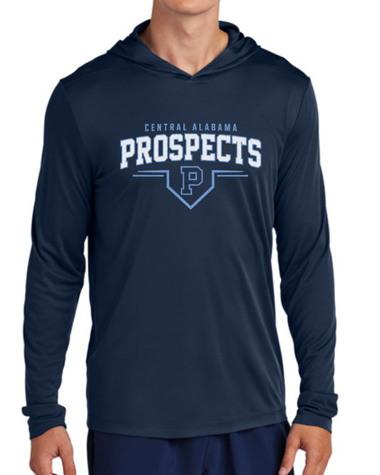 Navy Poly Long Sleeve Hooded Shirts Multiple Designs