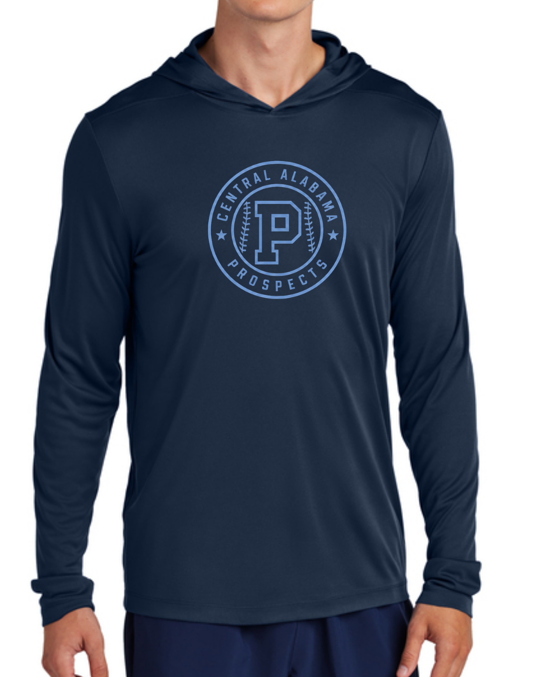 Navy Poly Long Sleeve Hooded Shirts Multiple Designs