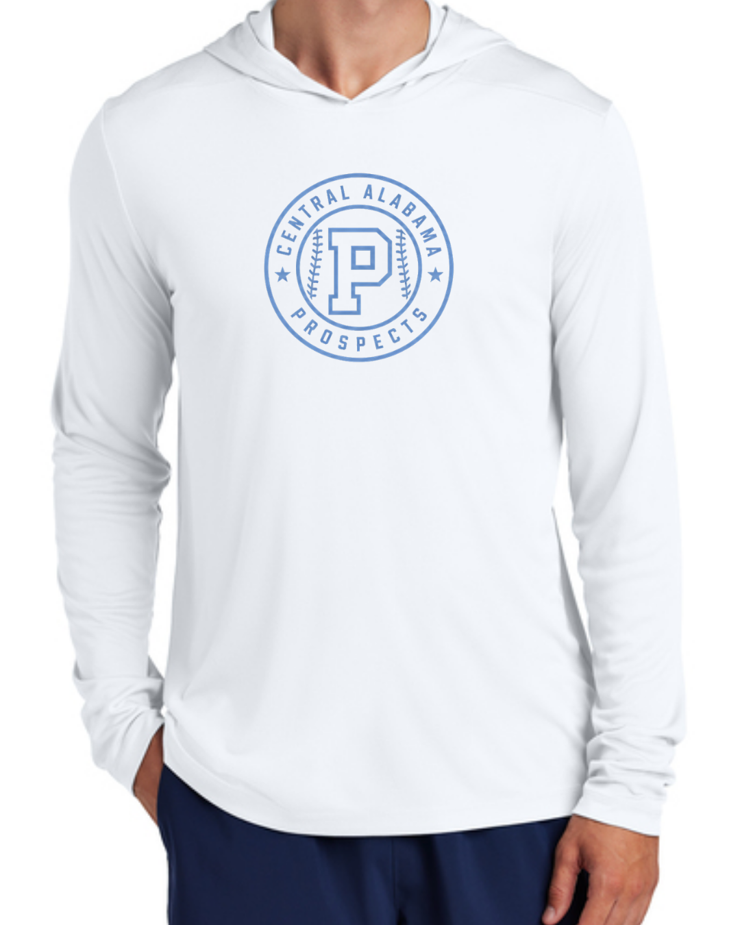 White Poly Long Sleeve Hooded Shirts