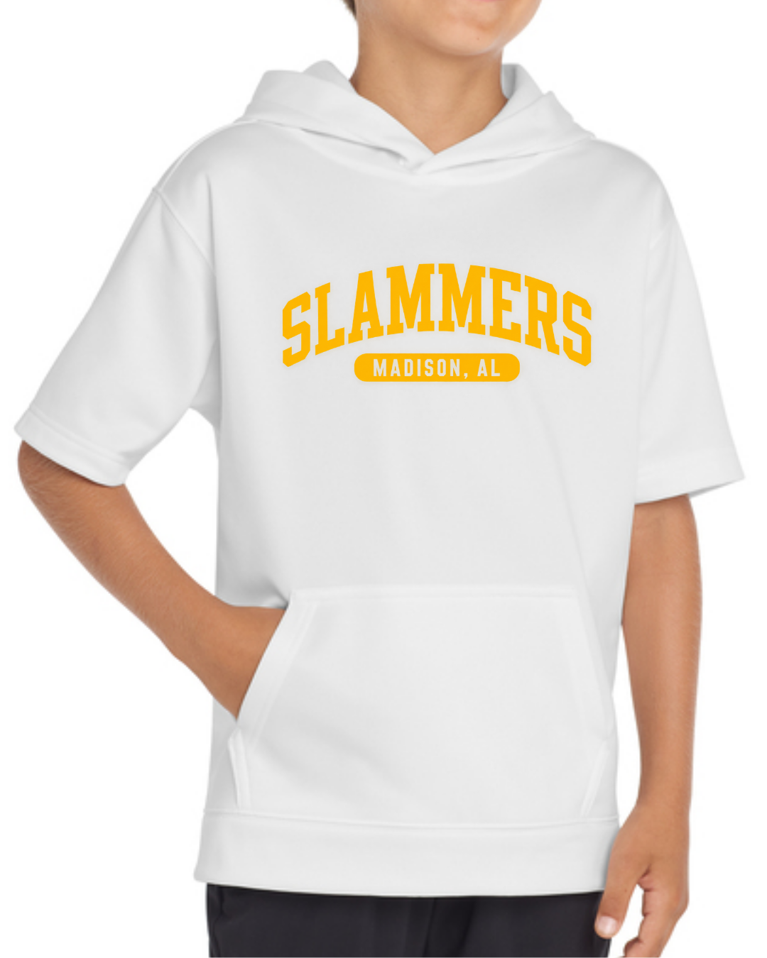 Slammers Madison, AL Short Sleeve Fleece Hoodie (Black and White)