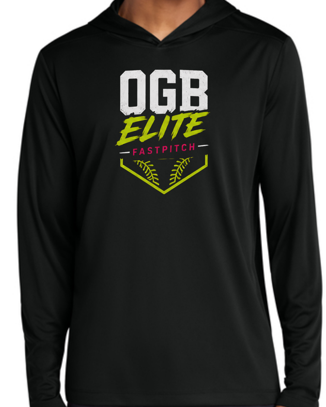 OGB Elite Fastpitch Long Sleeve Poly Shirts (Black and White)