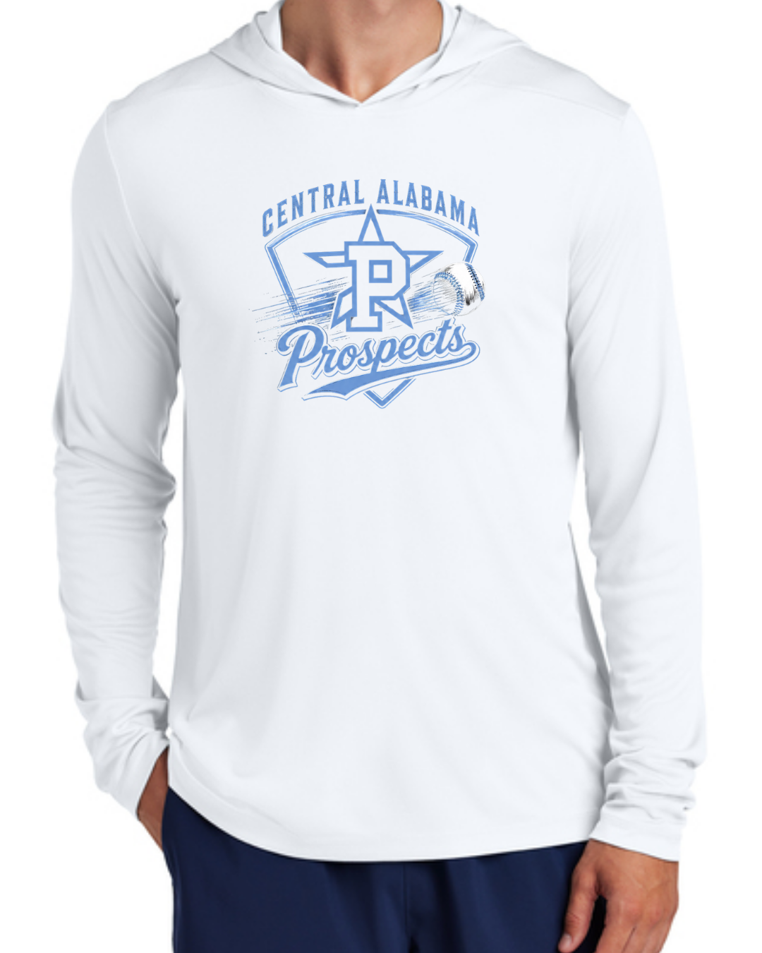 White Poly Long Sleeve Hooded Shirts