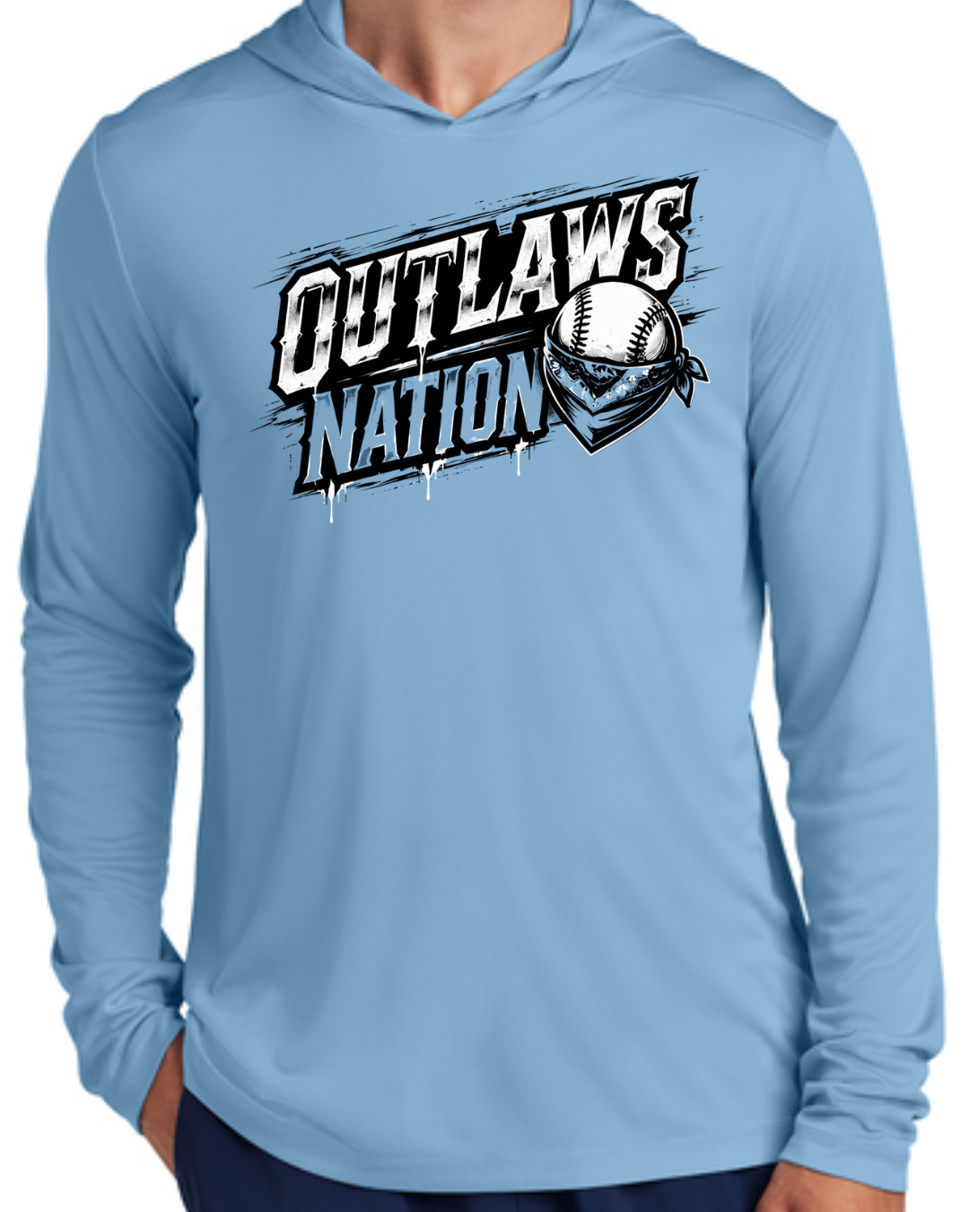 Outlaws Long Sleeve Poly Hooded Shirt (Multiple Designs and Colors)