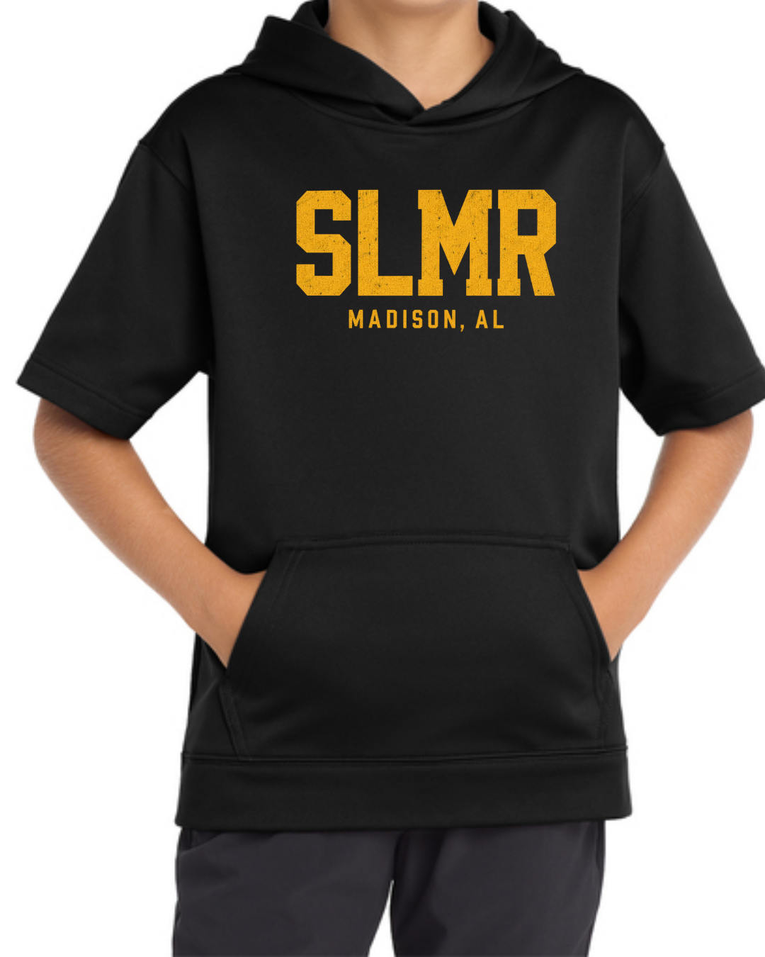 SLMR Short Sleeve Fleece Hoodie (Black and White)