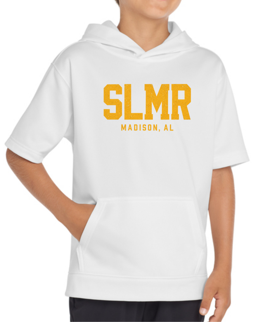 SLMR Short Sleeve Fleece Hoodie (Black and White)