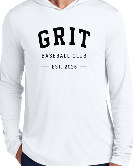 Grit Baseball Club - Hooded Poly Shirts (Black/White Short & Long Sleeve)