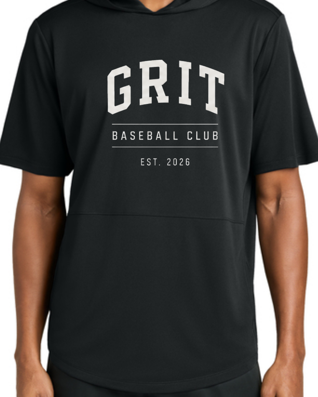 Grit Baseball Club - Hooded Poly Shirts (Black/White Short & Long Sleeve)