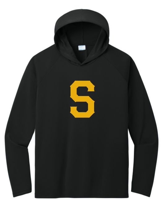 Slammers Baseball S Long Sleeve Poly Shirts Hooded and Not Hooded (Black and White)